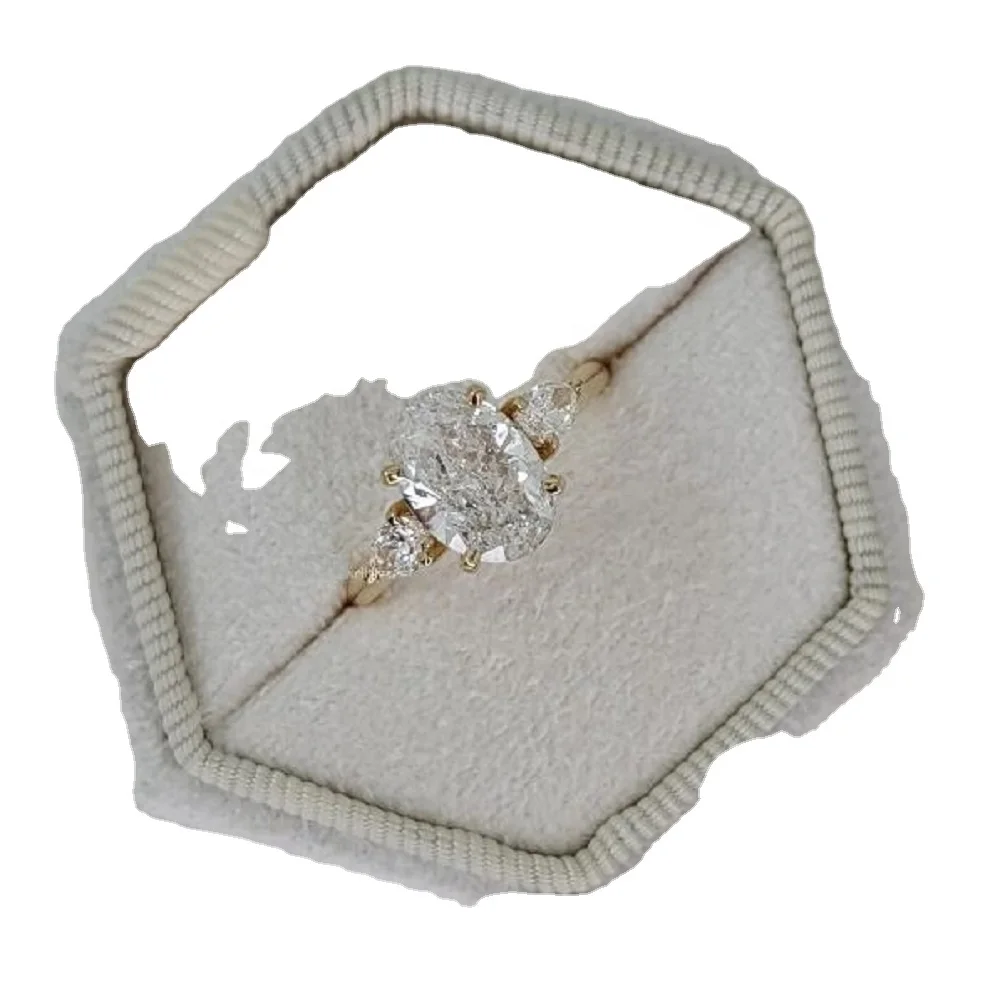 Best Selling 14k Gold Lab Diamond Ring Three Stone Engagement Ring Custom Diamond Wedding Rings Women Earrings