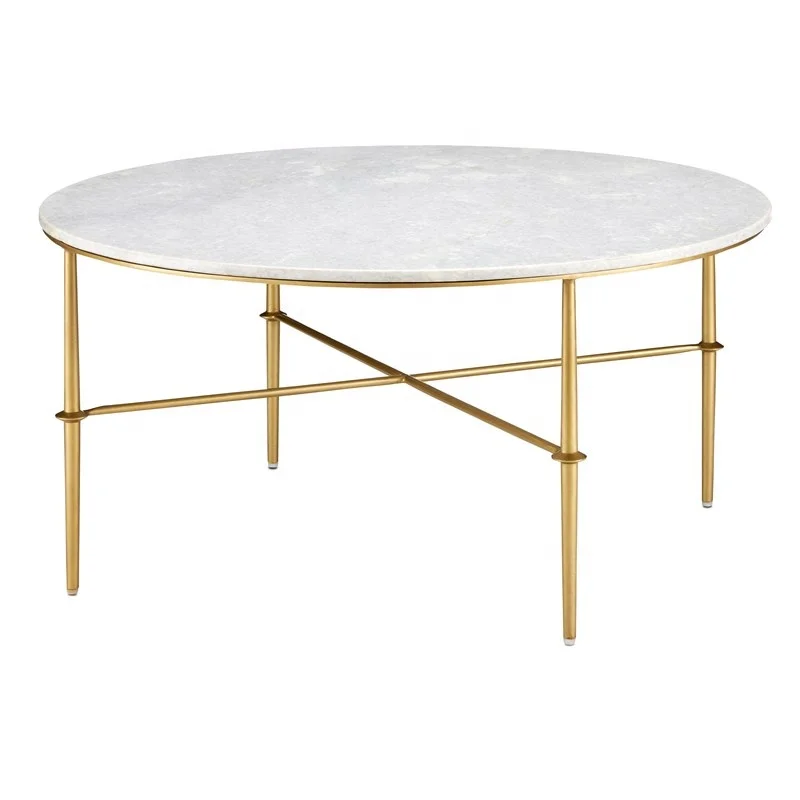 Minimalist  Modern Designer Four Legs Metal Base Coffee Table With White Marble Top for Living Room And Hotel