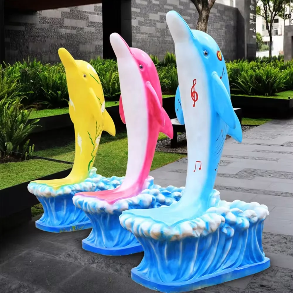 Seafood Props Decoration Realistic Dolphin Model Marine Animal Sculpture Life Size Garden Statue For Sale