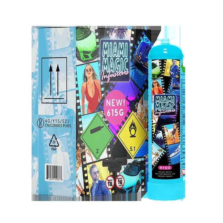 Premium Quality Highest Bulk Selling 580g / 0.95L Best Blue Color Miami Magic Cream Charger Cylinder / Canister for Sale