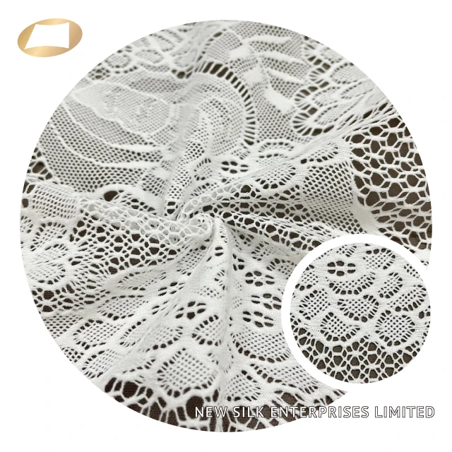High elastic nylon dentelle lace floral fabric
