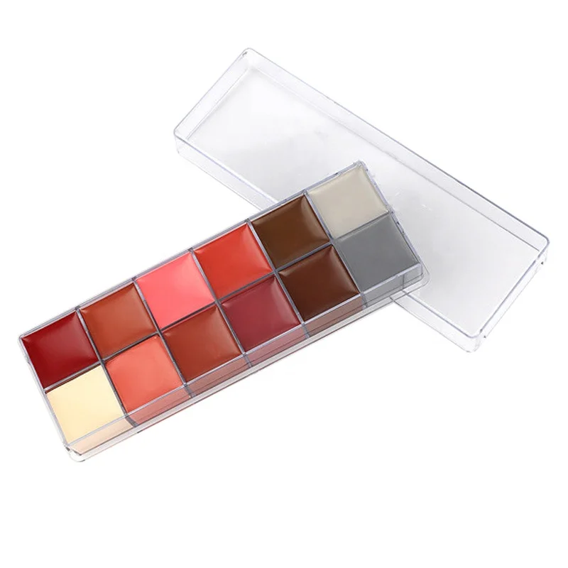 12-Color Cheek Red Face Paint Set Halloween Christmas Cosplay Body Painting Palette for Festivals