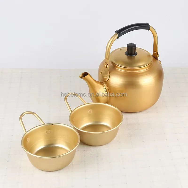 High quality yellow aluminium kettle Old large capacity gas outdoor aluminium kettle