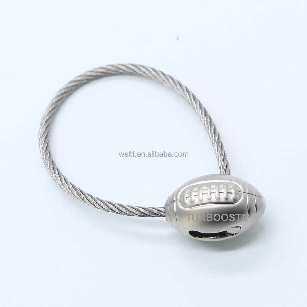 Sports Souvenirs Wire Rope Keychain American Football Keyring Tennis Basketball Golf Key Chain