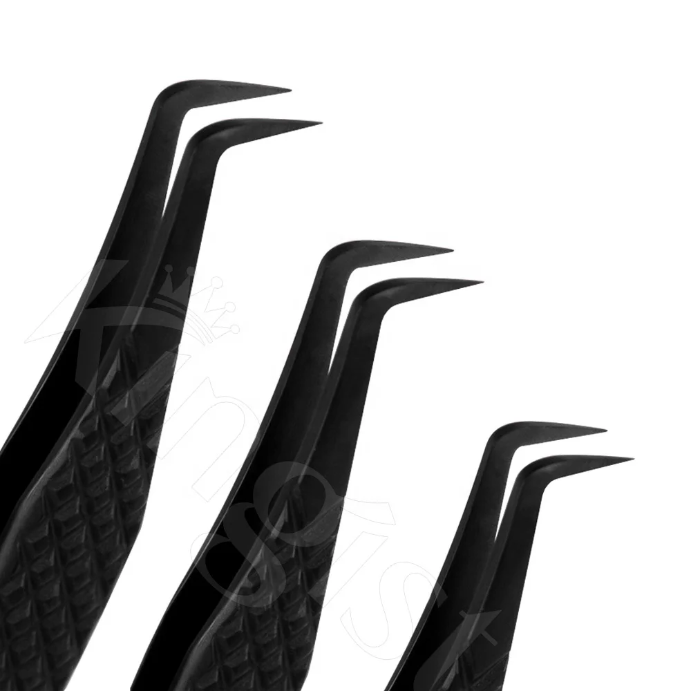 Bulk Private Label Lash Extensions Tweezers Custom Logo Accessories Tool Eyelash Tweezers Rose Gold Diamond Grip Tweezers