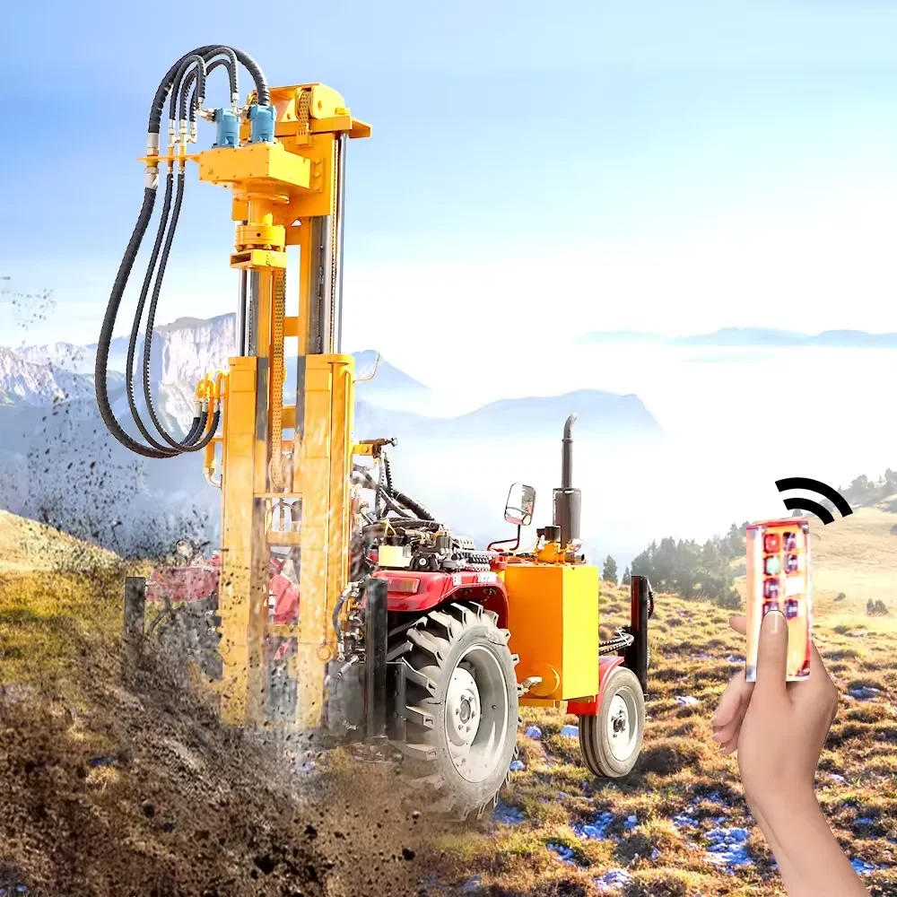 Four-wheel HW Deep Tractor Mounted Hydraulic Water Well Drilling Rig for Hard Rock