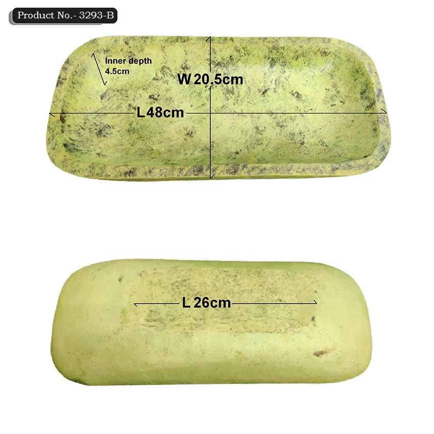 Hot-selling Custom 2022 Mango Wooden Green Large Rectangular Dough Bowl Multipurpose Handmade Design 100% Natural Bowl Trencher