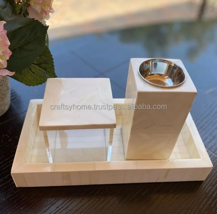 Best Quality Bone  Inlay Bakhoor Incense Burner Set with Tray and Box Arabic Style Bukhoor Incense Burner Set Mubkhar