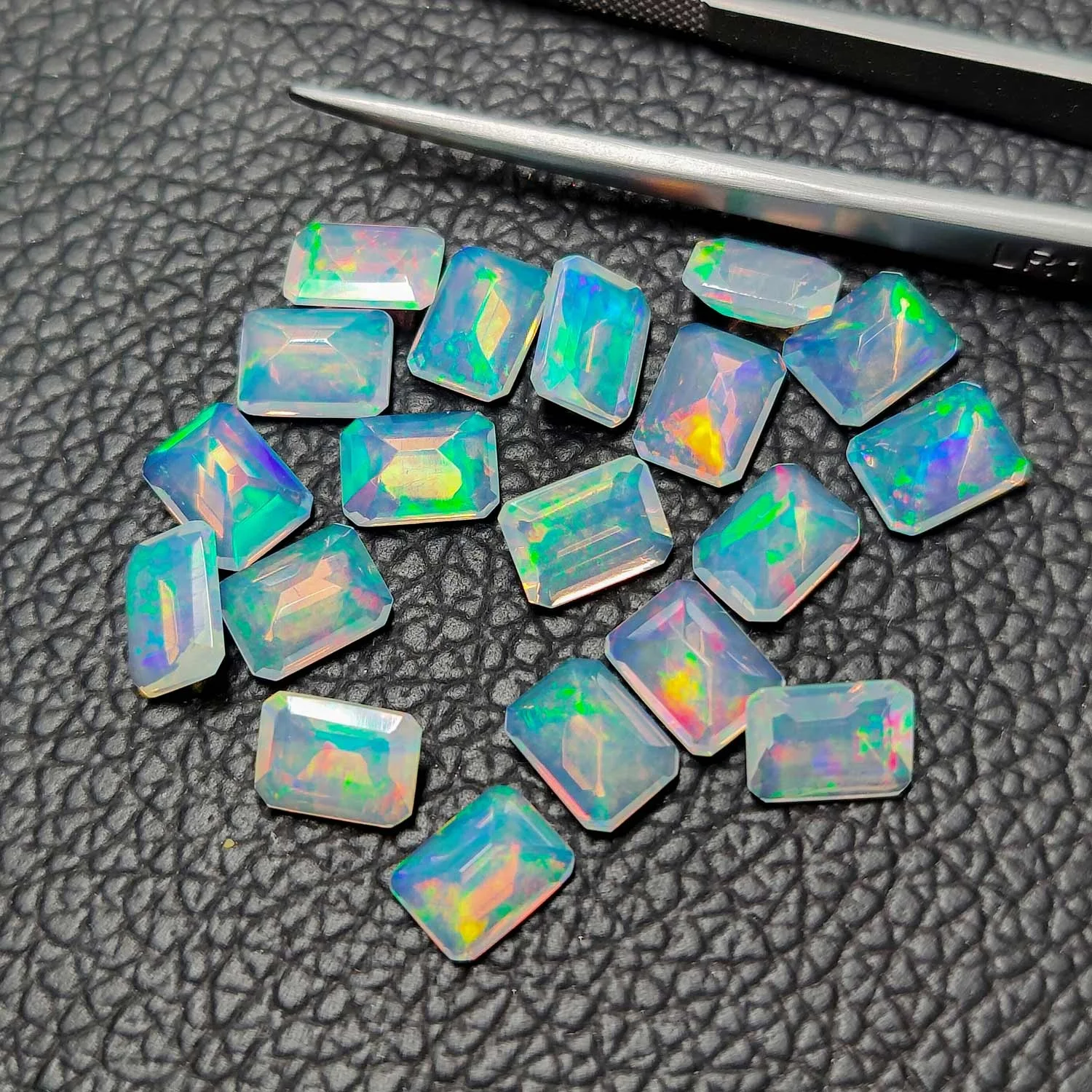 Natural Color Play Opal Faceted Octagon Ethiopian Opal Hand Polished Calibrated Size 8mmx10mm Multi Gemstone At Wholesale Price