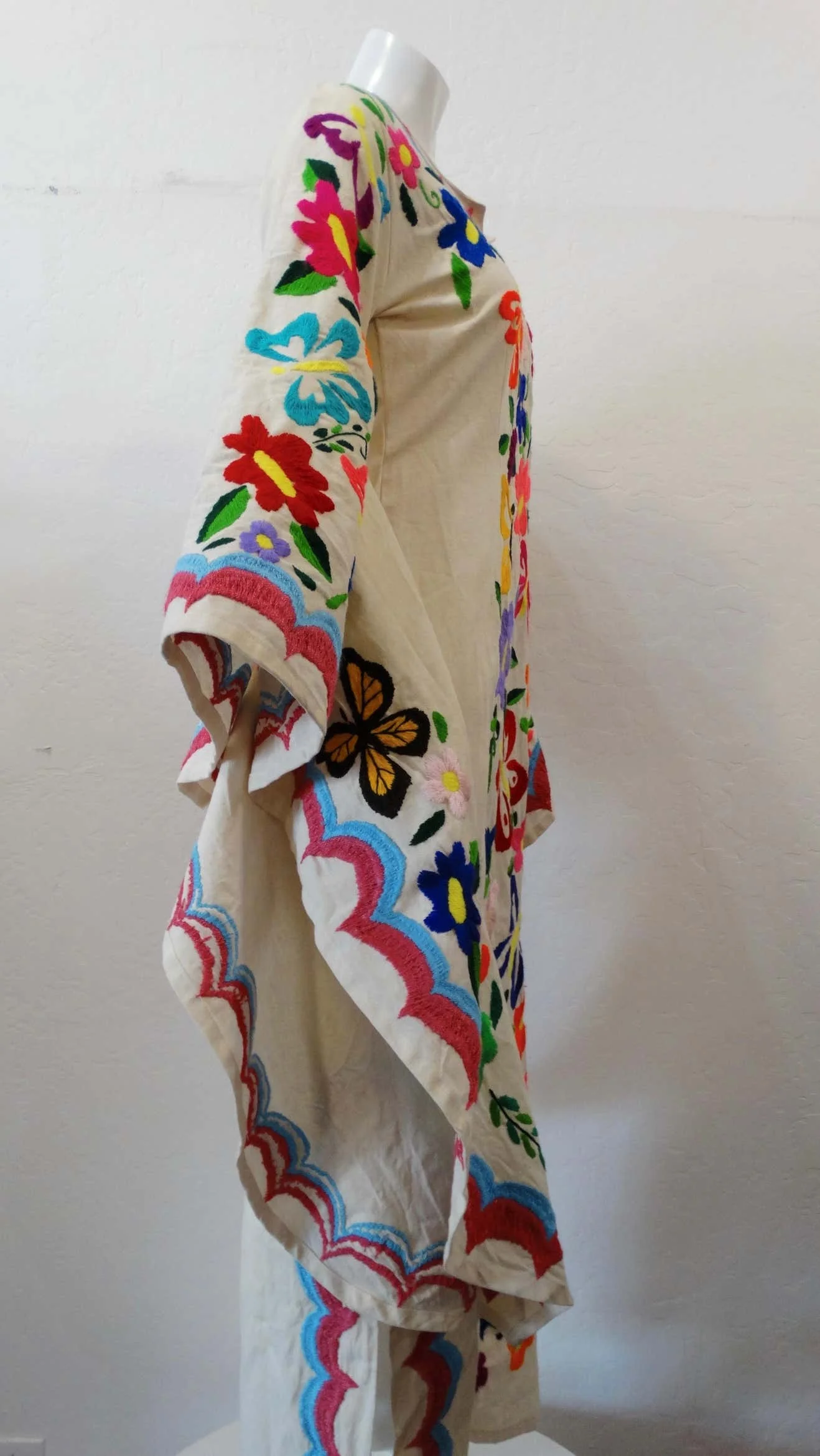 Мексиканский стиль ручная работа вышитые рукава-бабочки кафтан свадебный фестиваль Бохо 100% хлопок макси платье