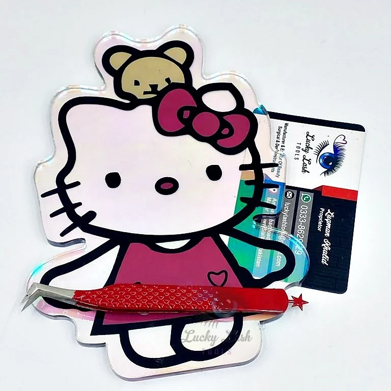 TK-Hello Kitty Tile Customizable Eyelash Extension Pallet Transparent Lash Tile Magnet Sustainable Acrylic Lash Tile for Beauty