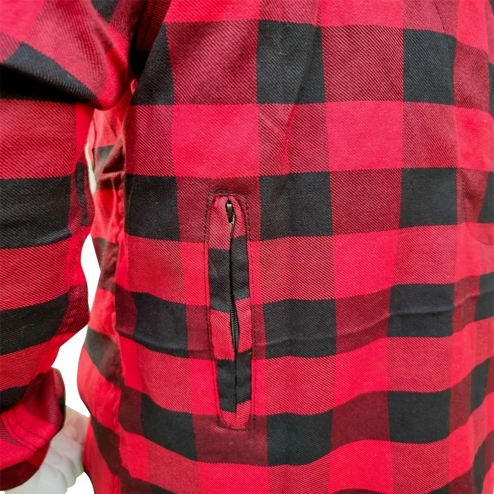 Rider Motorcycle Motorbike Shirt full Check Made with kevlar Men amored shirt red armor flannel shirt for biker protection