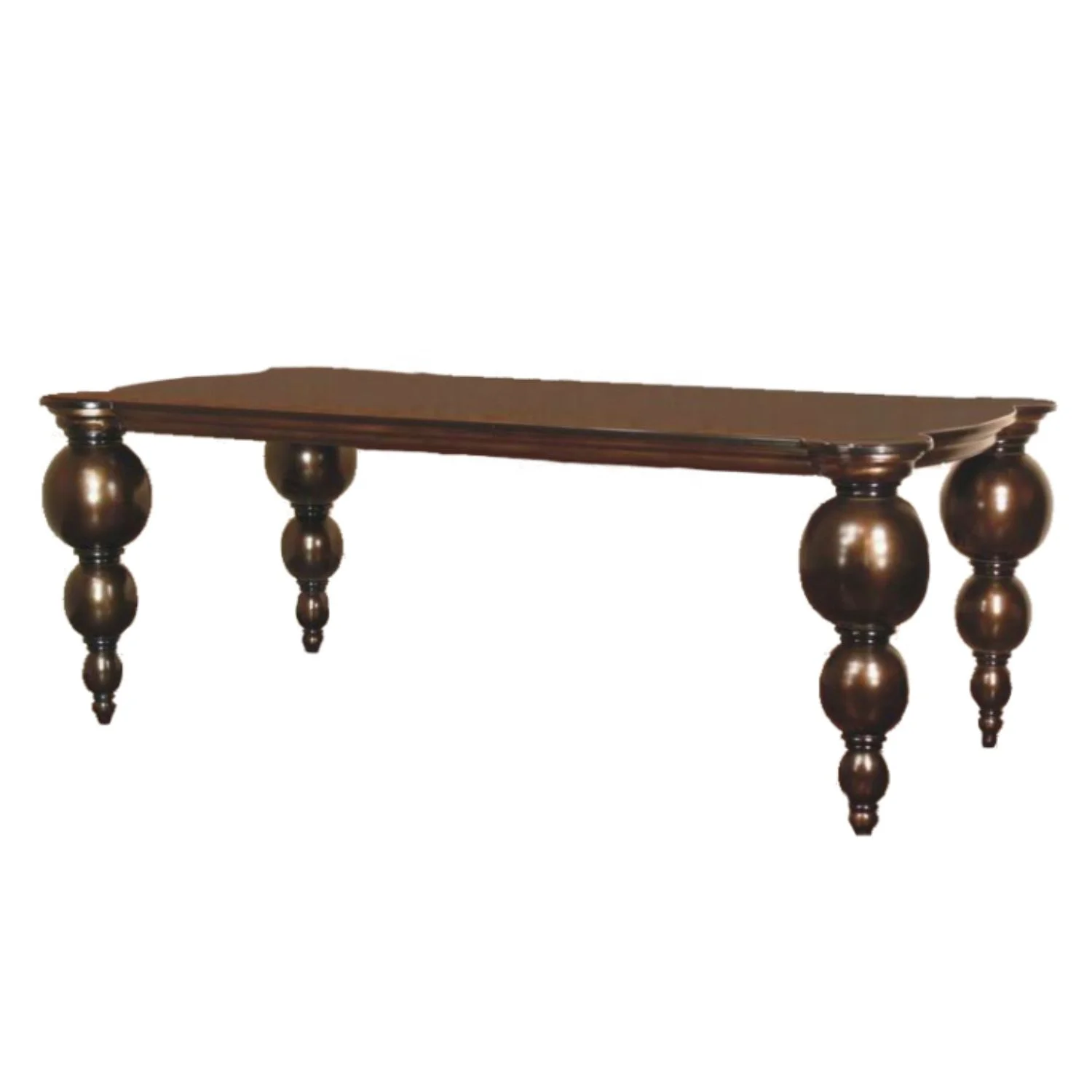 Antique Dining Set Golden Mahogany Painted Dining Table and Wooden Chair for Luxury Dining Room Furniture and Hotel Furniture