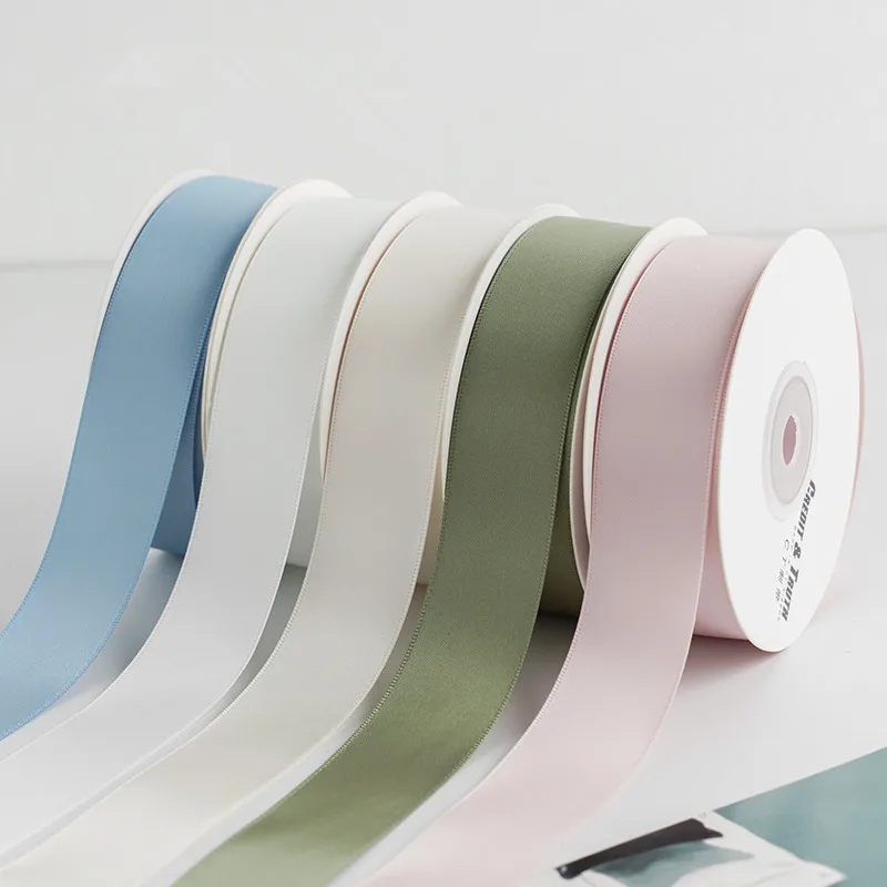 Двухсторонняя зашифрованная атласная корсажная лента OEM цвета 2 5 см из 100% полиэстера для украшения свадебного праздника