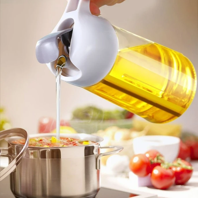 Wholesale 630ML Auto-Open/Close Glass Oil & Soy Sauce Bottles with Handle Caps - Perfect for Seasoning Dispensing