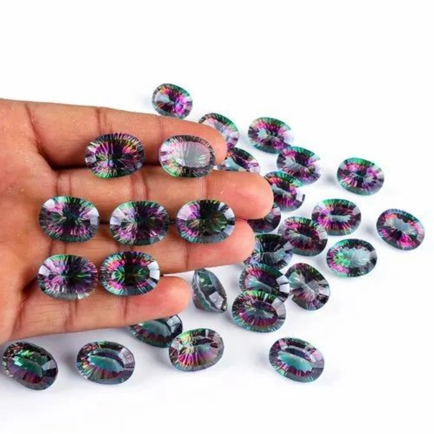 Wholesale Natural High Quality Mystic Quartz Stone Gemstone Cut Stone Loose Gemstone Lot Mix Shape Size For Jewelry Making