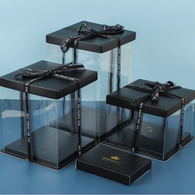 Bulk purchase white round transparent cake box high afternoon tea and cake box cake box