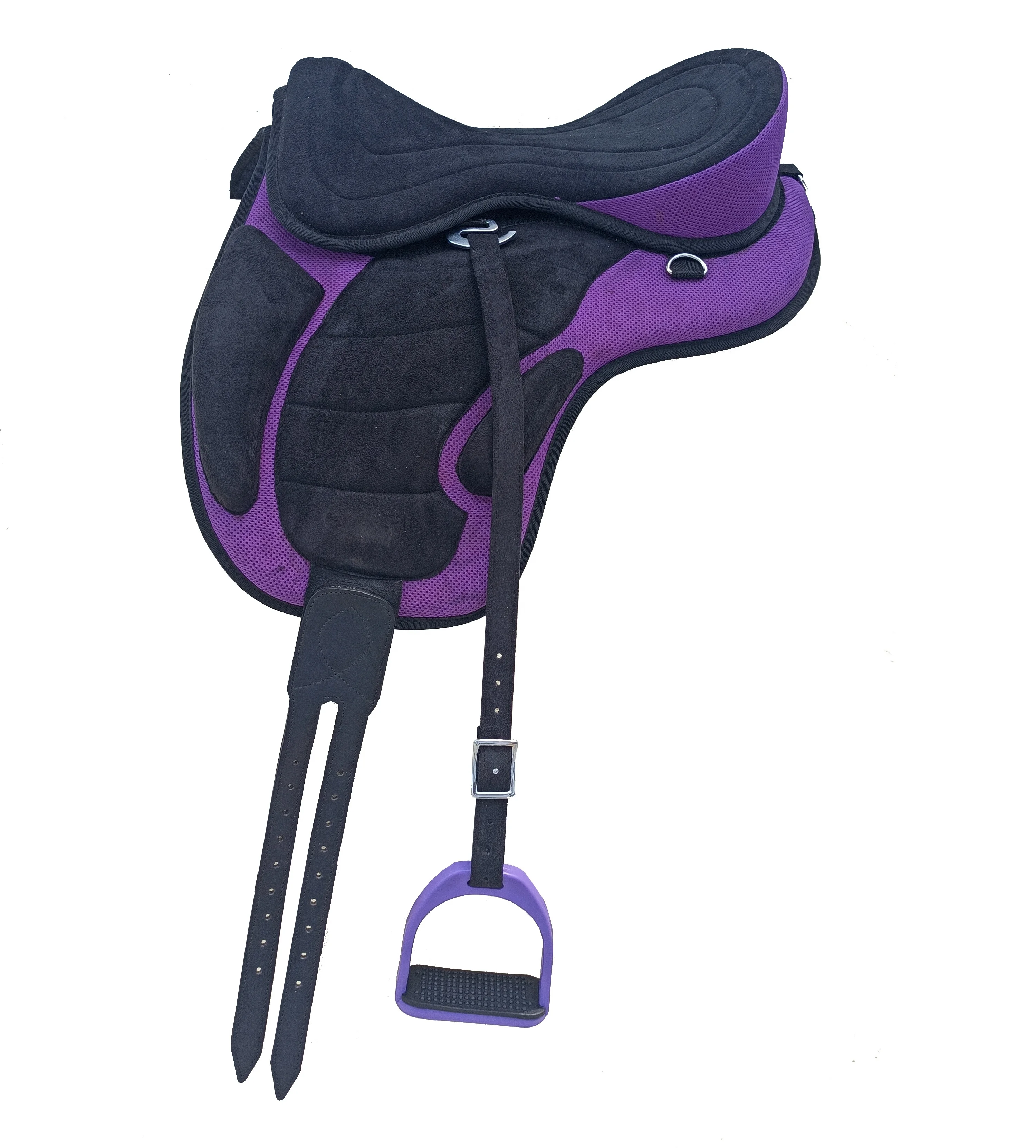 Purple Color Treeless Synthetic Freemax Horse English Saddle In 10+ Sizes