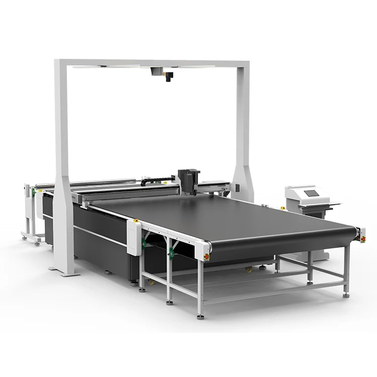 YUCHEN Customized Irregular Shaped Printed Carpet Velour printed fabric  Vibrating Knife Cutting Machine With Camera