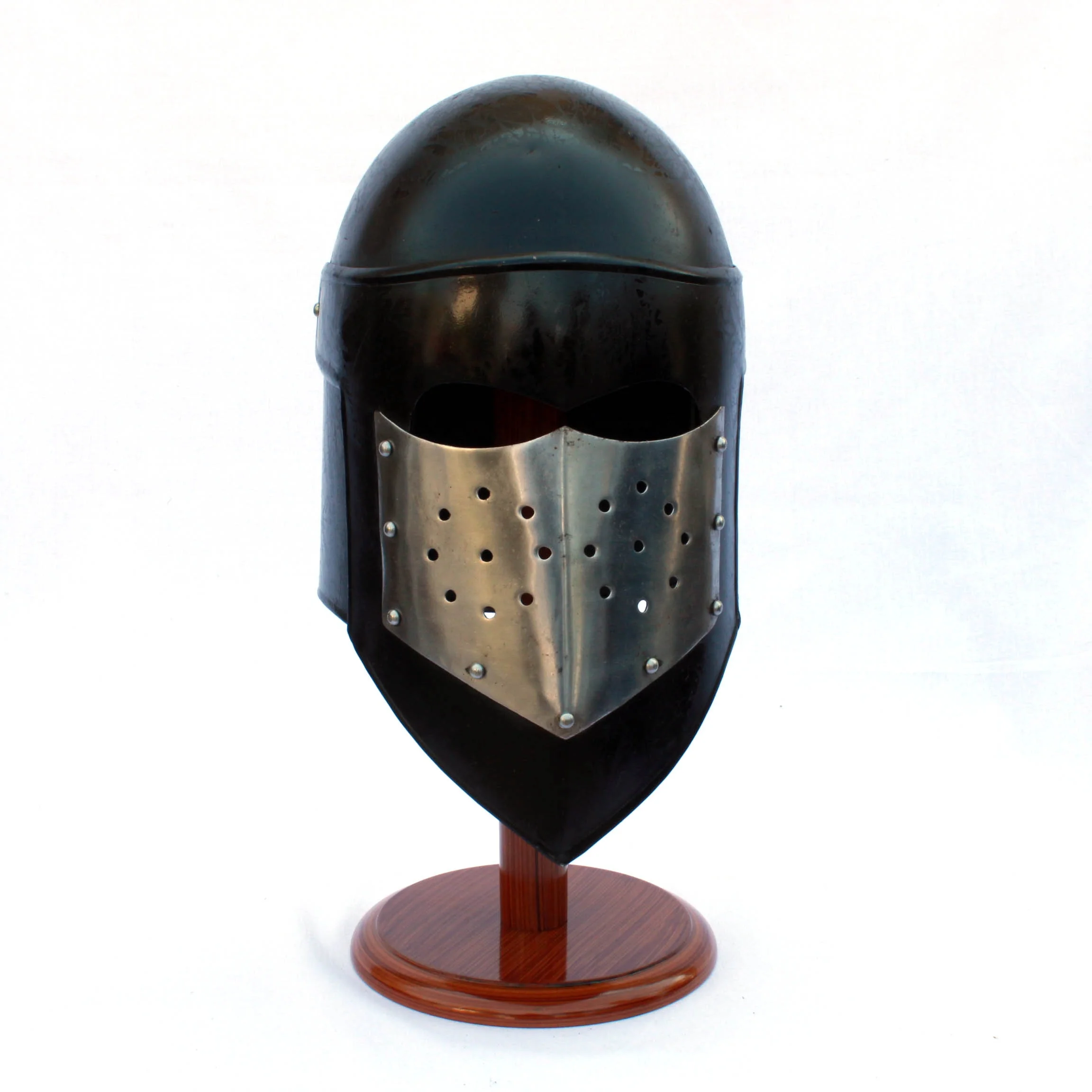 Steel Medieval war Medieval Visor Bascinet Helmet with Leather head Protector Cushion inside