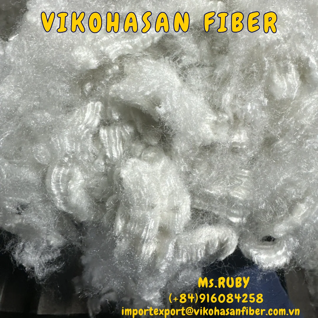 Recycled Polyester Staple Fiber 20D HD White Holow Non-Siliconized from Vikohasan Manufacturer for make quilt sofa furnitures