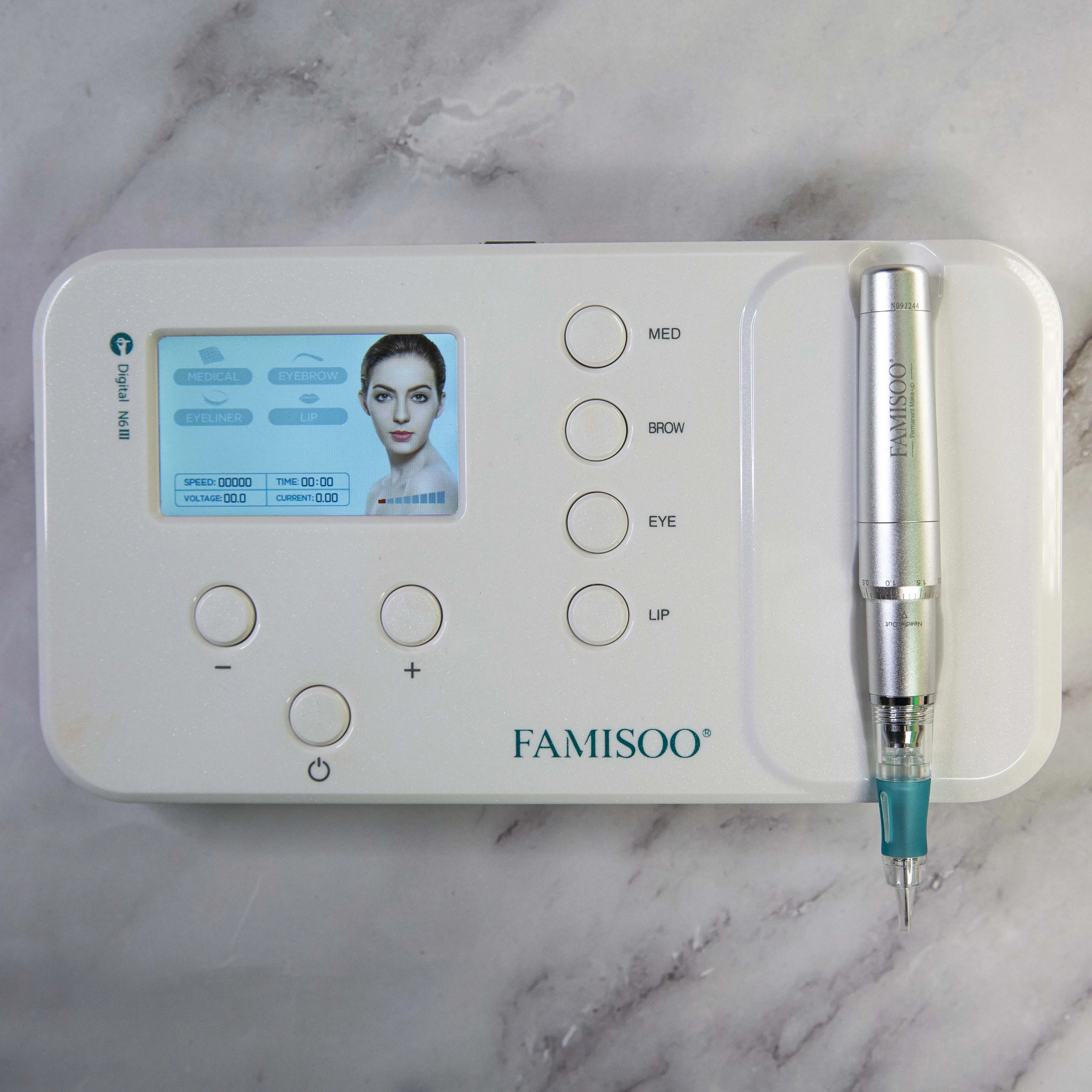 PMU pen supplies FAMISOO OEM logo wireless eyebrow lips eyeliner face tattoo gun professional mts semi permanent makeup machine