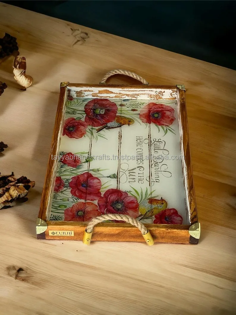 Unique wooden Serving Tray with Timer for Efficient Meal Preparation and Serving very reasonable price from India