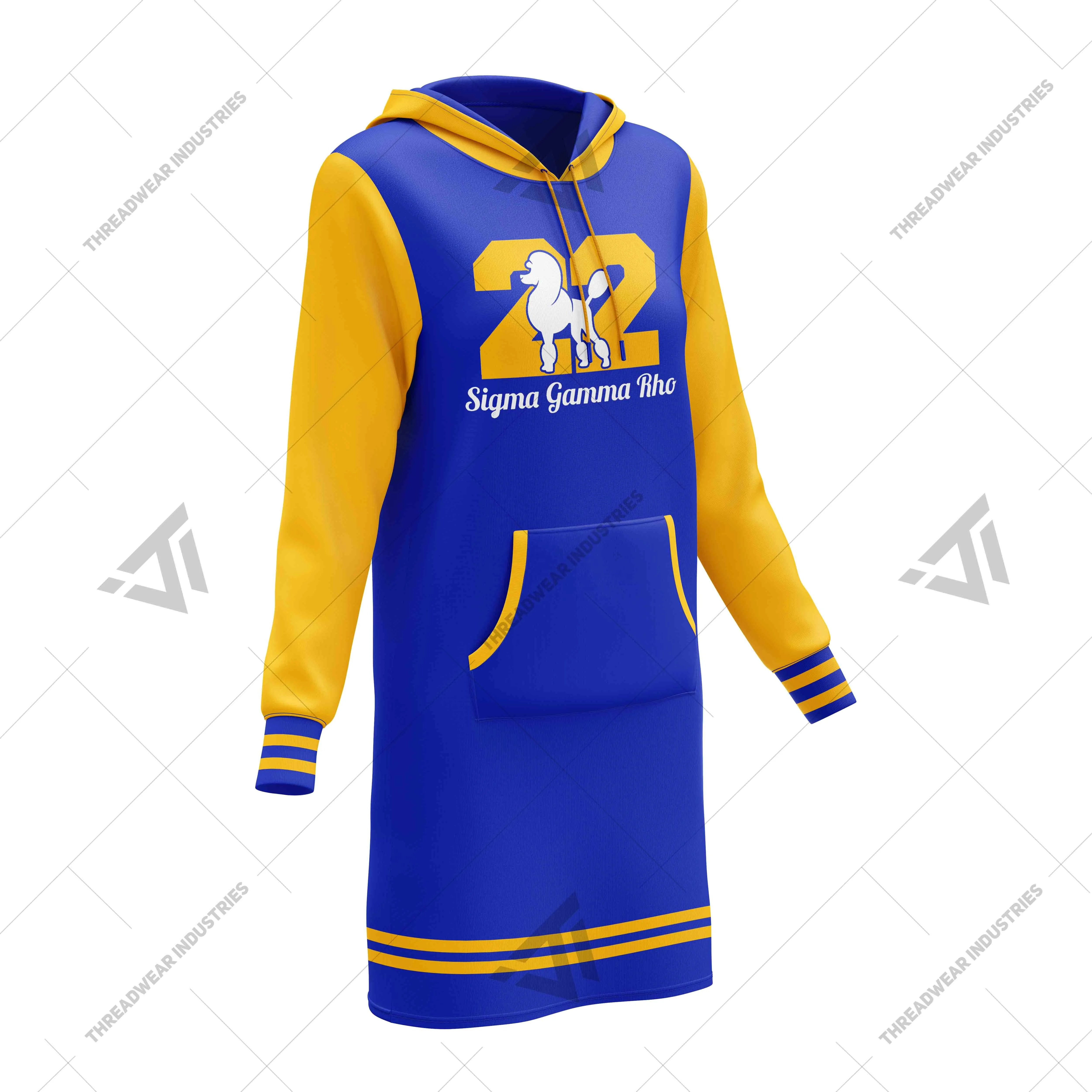 Custom Wholesale Sigma Gamma Rho 1922 Sorority Clothing Sublimated Hooded Dress Greek Paraphernalia