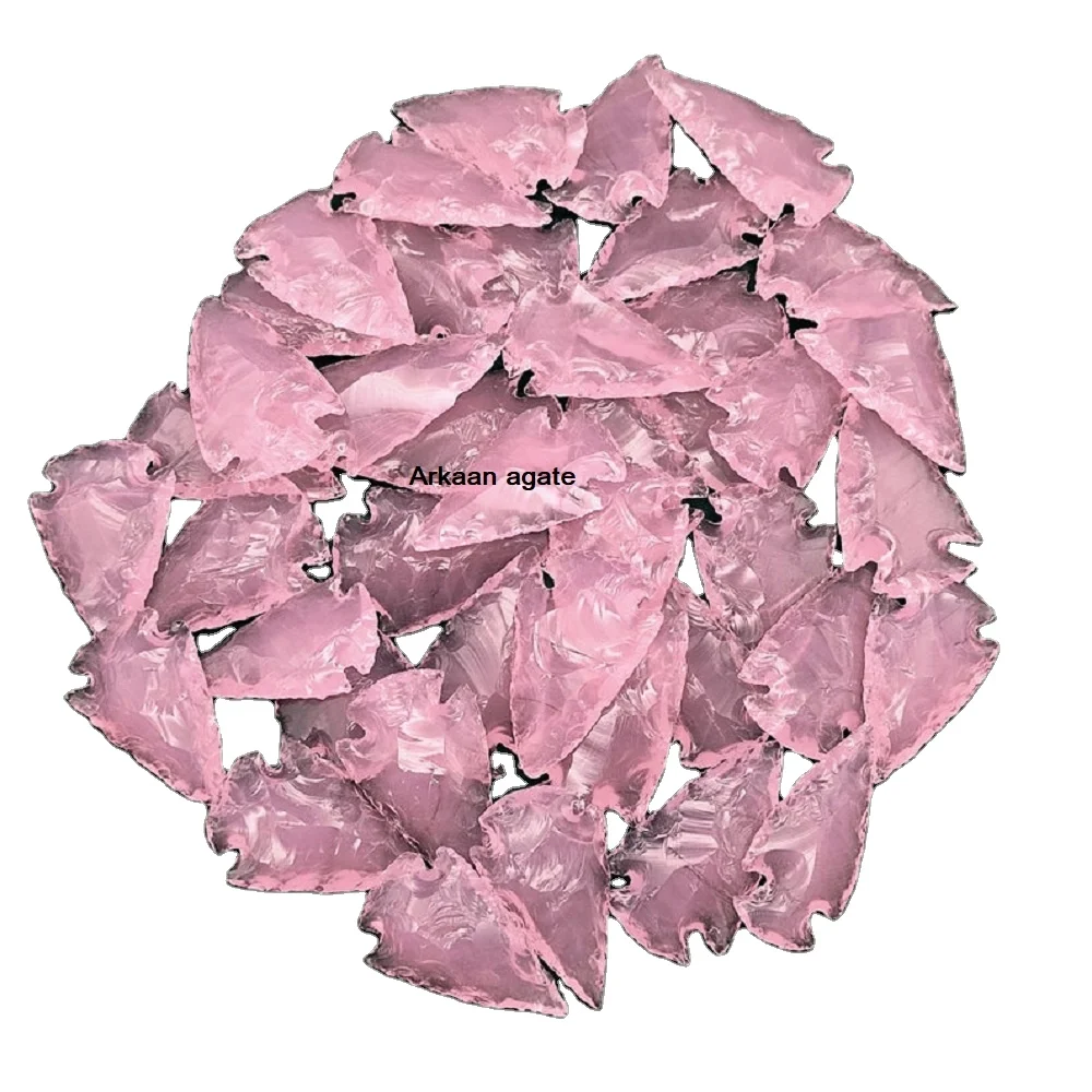 Wholesale Rose Quartz Arrowhead Hand Craft Rose Quartz Arrowhead For Pendant hand polished for sale