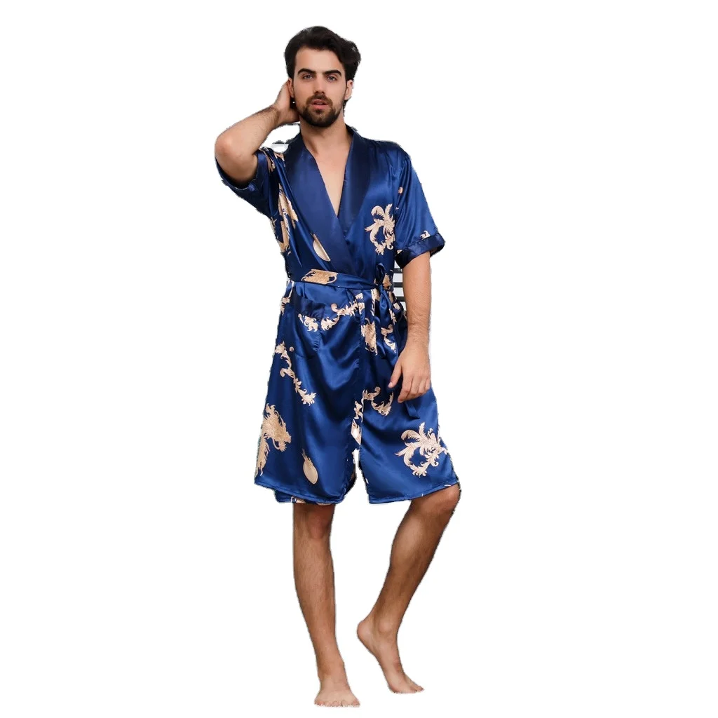 Ночное платье для мужчин/костюм для отдыха/вечернее платье/Домашняя и спальная одежда/Банный халат из шелка
