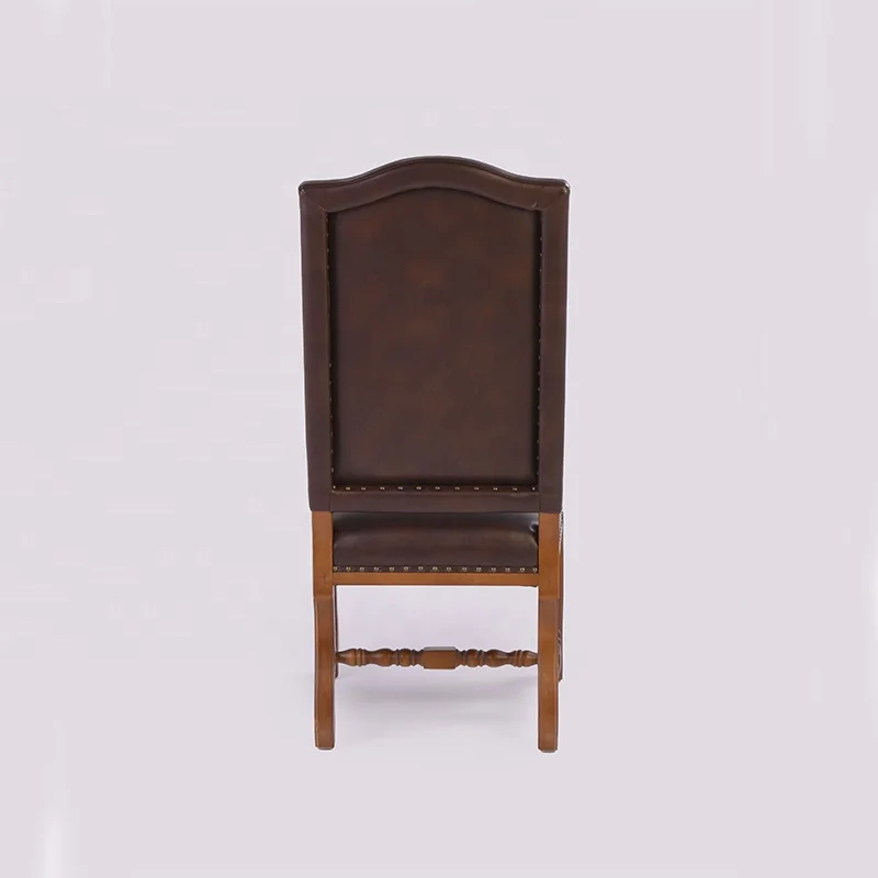 2015 new products antique style nail design high back dining room chair / hand carved wooden furnitures(CH-326-OAK)