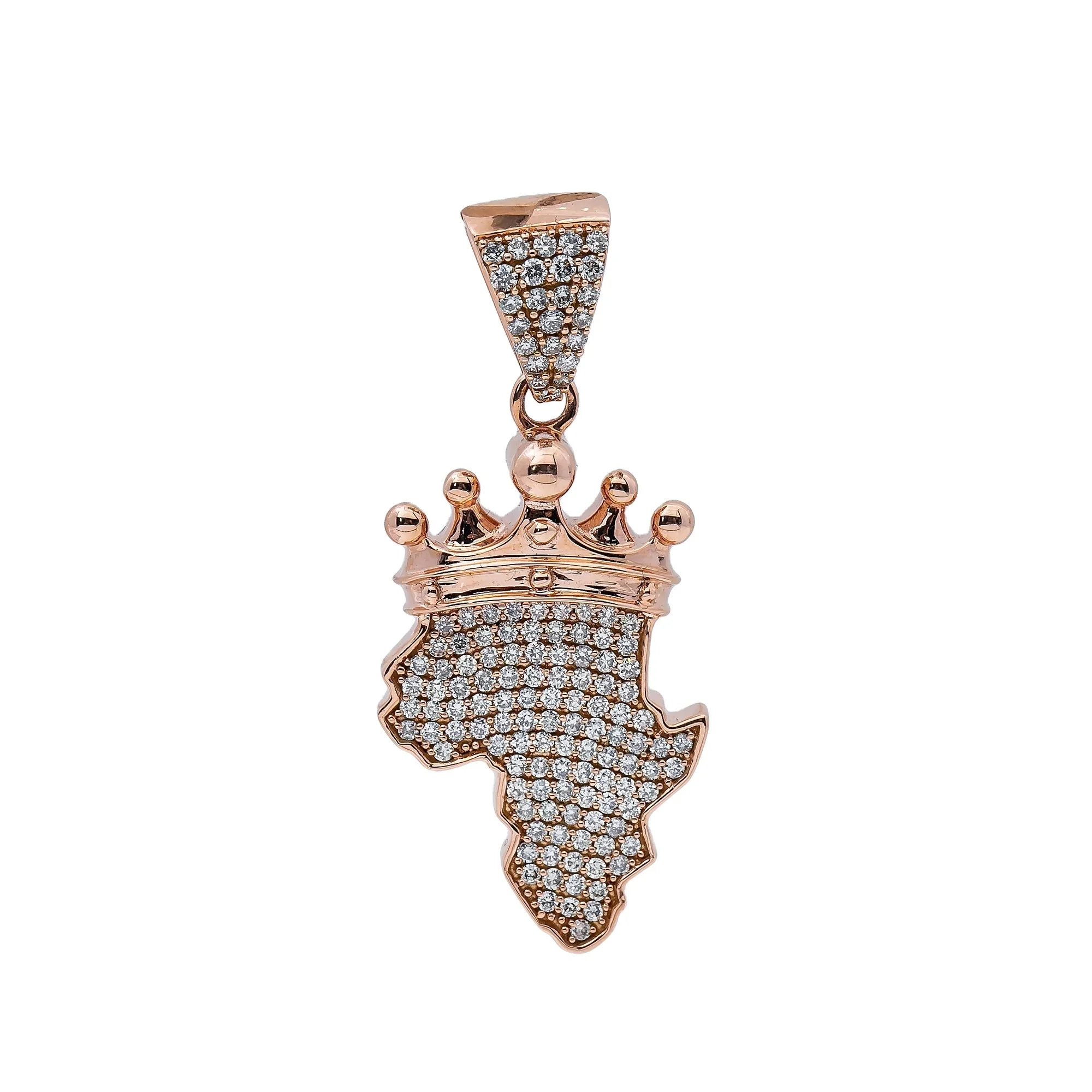 Mesmerizing Fully  Iced Out AFRICA Pendant Solid Metal Made 10KT and 14KT Purity Hip Hop Pendant