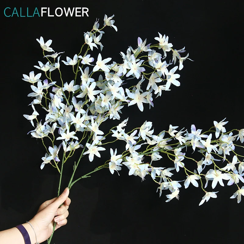 MW06732 Hot Sale Artificial Flower White Fabric Dancing Orchid For Bridal Bouquet