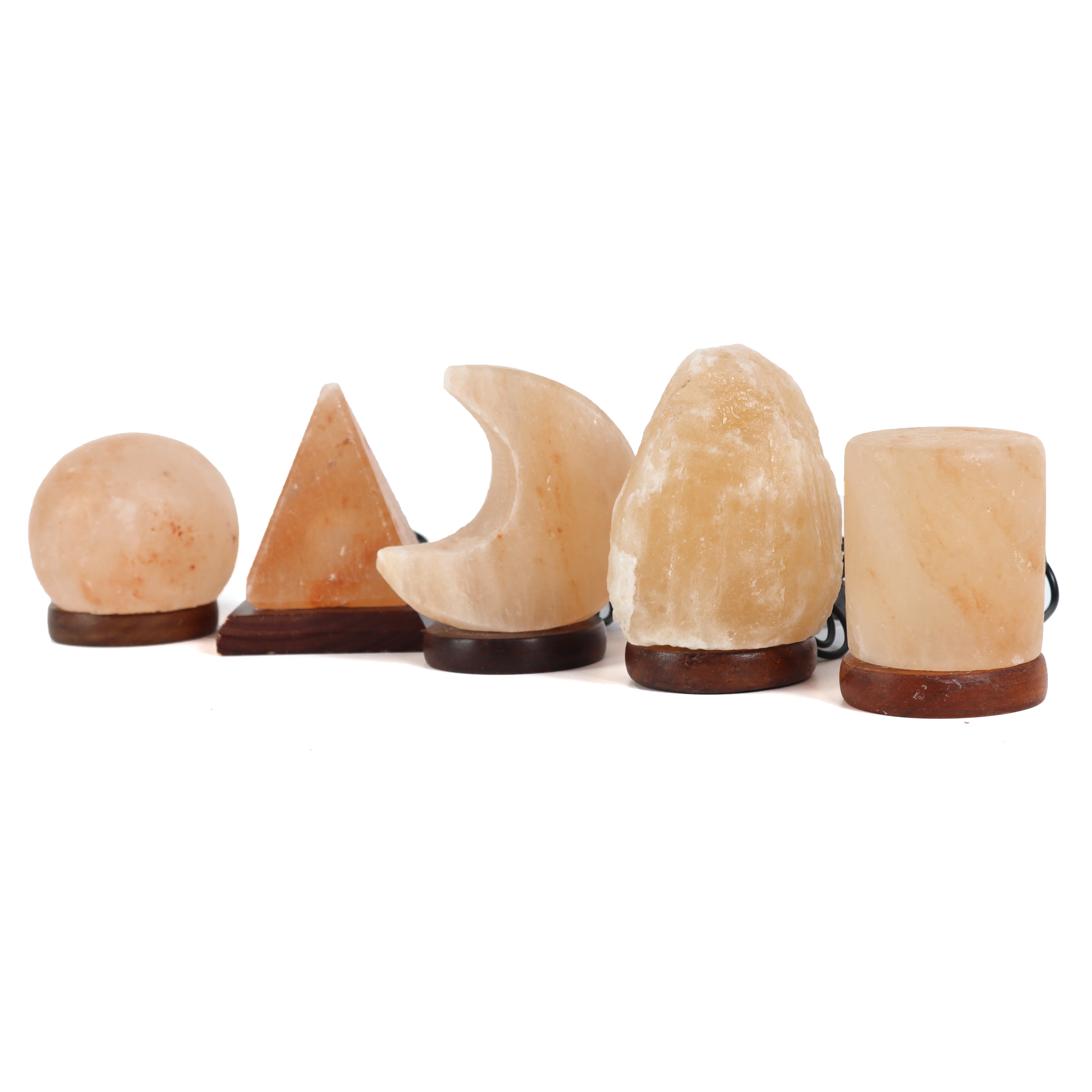 Wholesale Night Light Moon Shape Pink Crystal Rock USB Himalayan salt Lamps with 7 Colors Changing