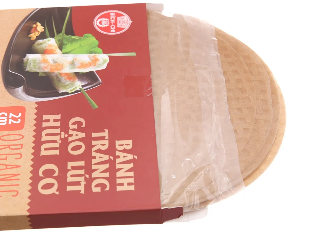 Vietnam Traditional Food Organic Brown Rice Paper 22cm For Spring Rolls