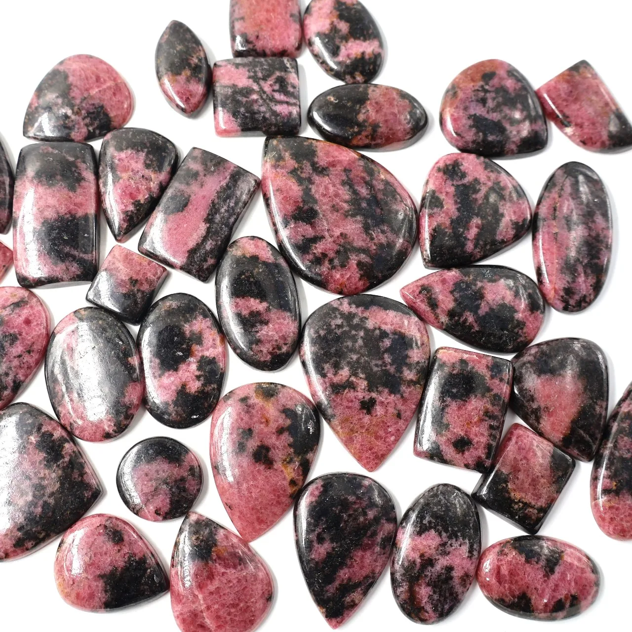 100% Top Natural Rhodonite Loose Gemstone Cabochon Loose Gemstone Wholesale Lot Mix Shape And Fine Gemstone For Jewelry Making