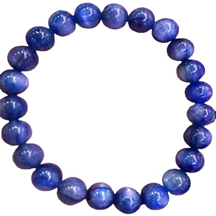Wholesale Kyanite Gemstone Bracelets Natural Blue Kyanite Bracelet Round Bead