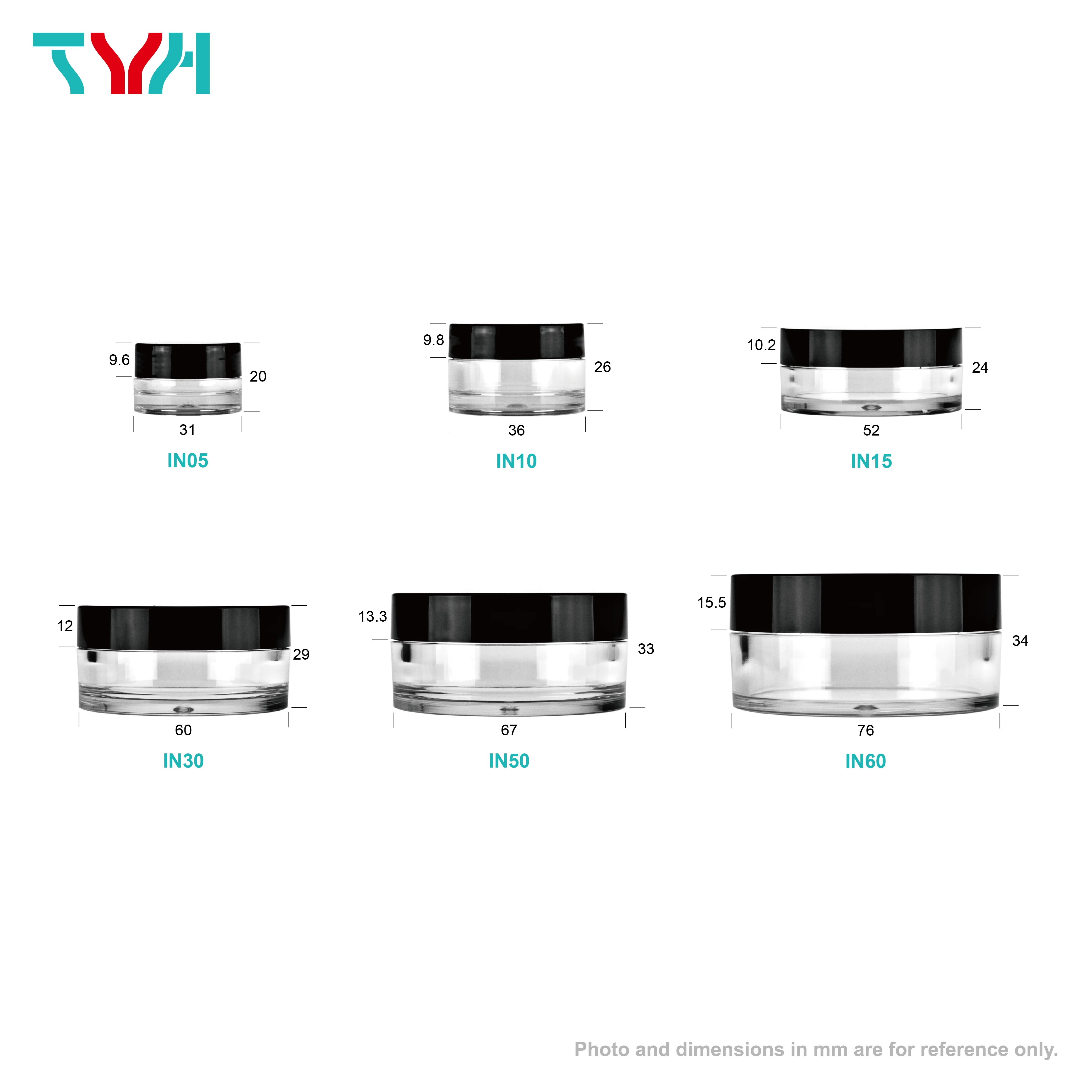 5 мл прозрачная банка для домашних животных с акриловой черной круглой крышкой (IN05)