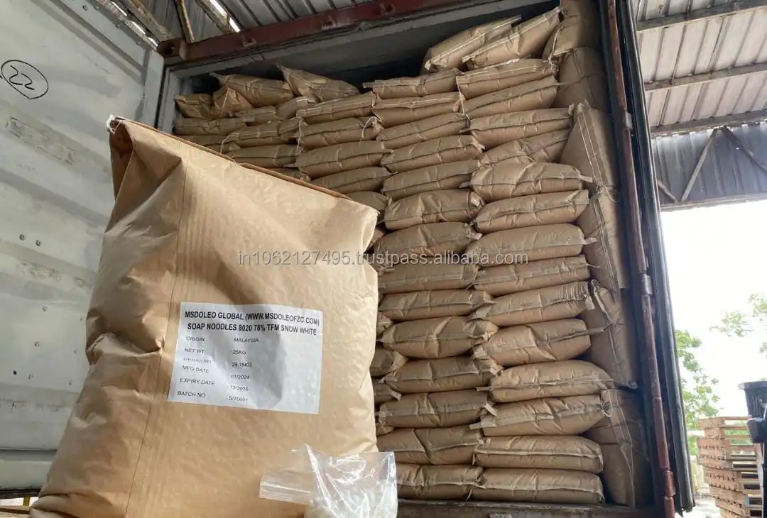 SOAP NOODLES 8020 78 TFM SNOW WHITE HIGH QUALITY MANUFACTURER MALAYSIAN ORIGIN SUPER WHITE COLOR TOILET SOAP NOODLES