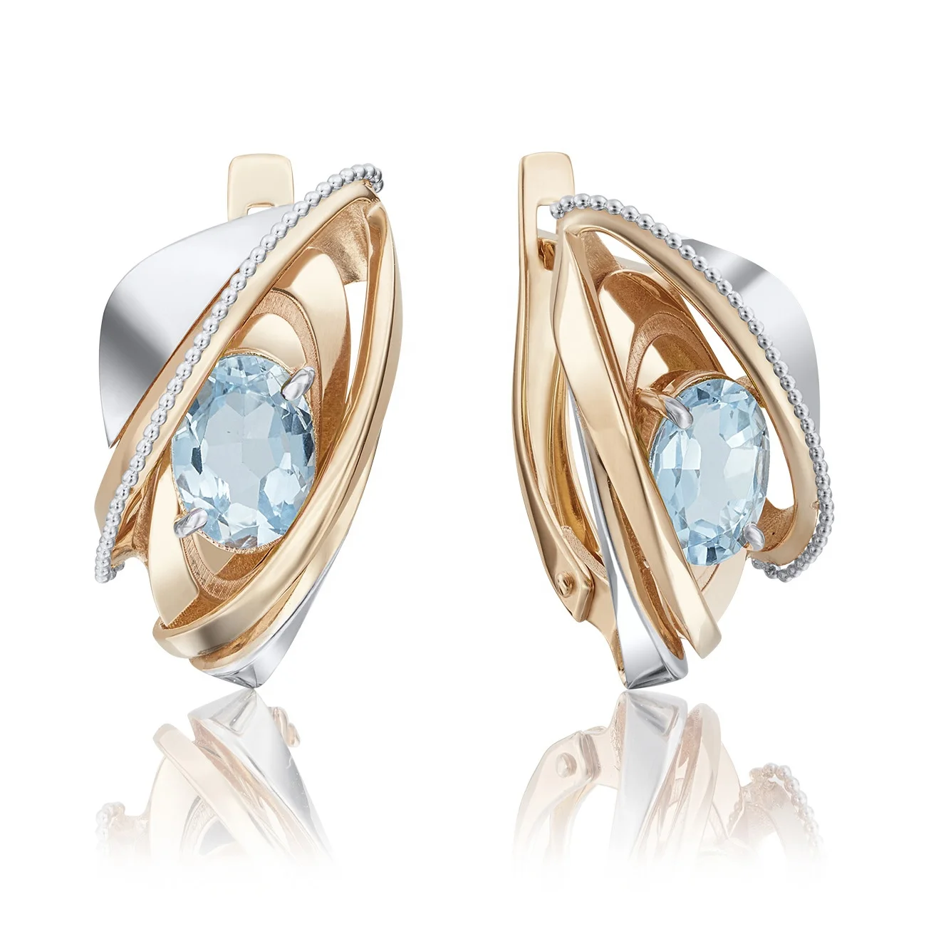 Bright Charm Earrings 14K Solid Rose Yellow White Gold Topaz Cubic Zirconia OEM ODM High Quality Jewelry