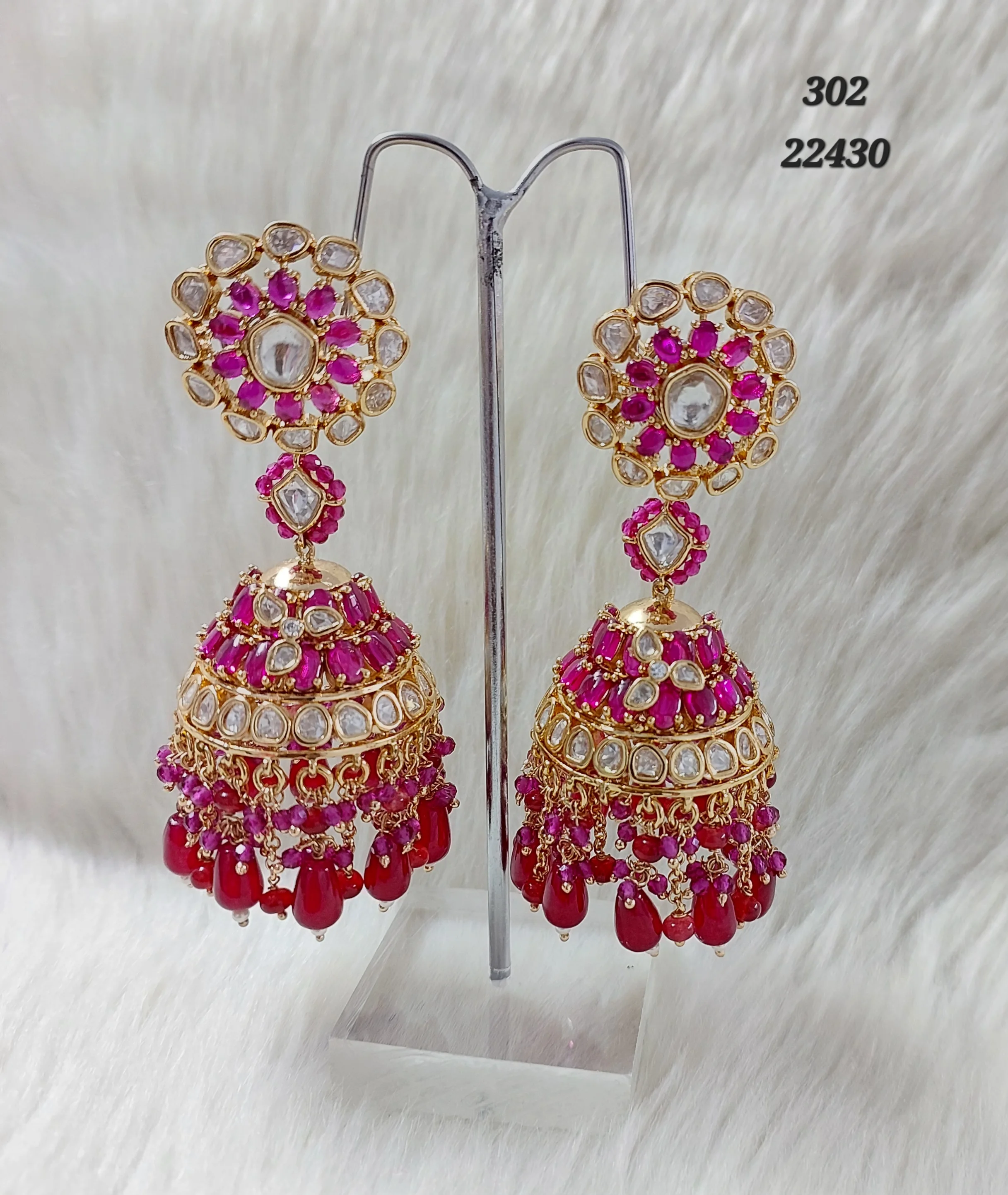 KUNDANJHUMKI WITH RUBY STONE FOR INDIAN OUTFIT FOR GIRLS