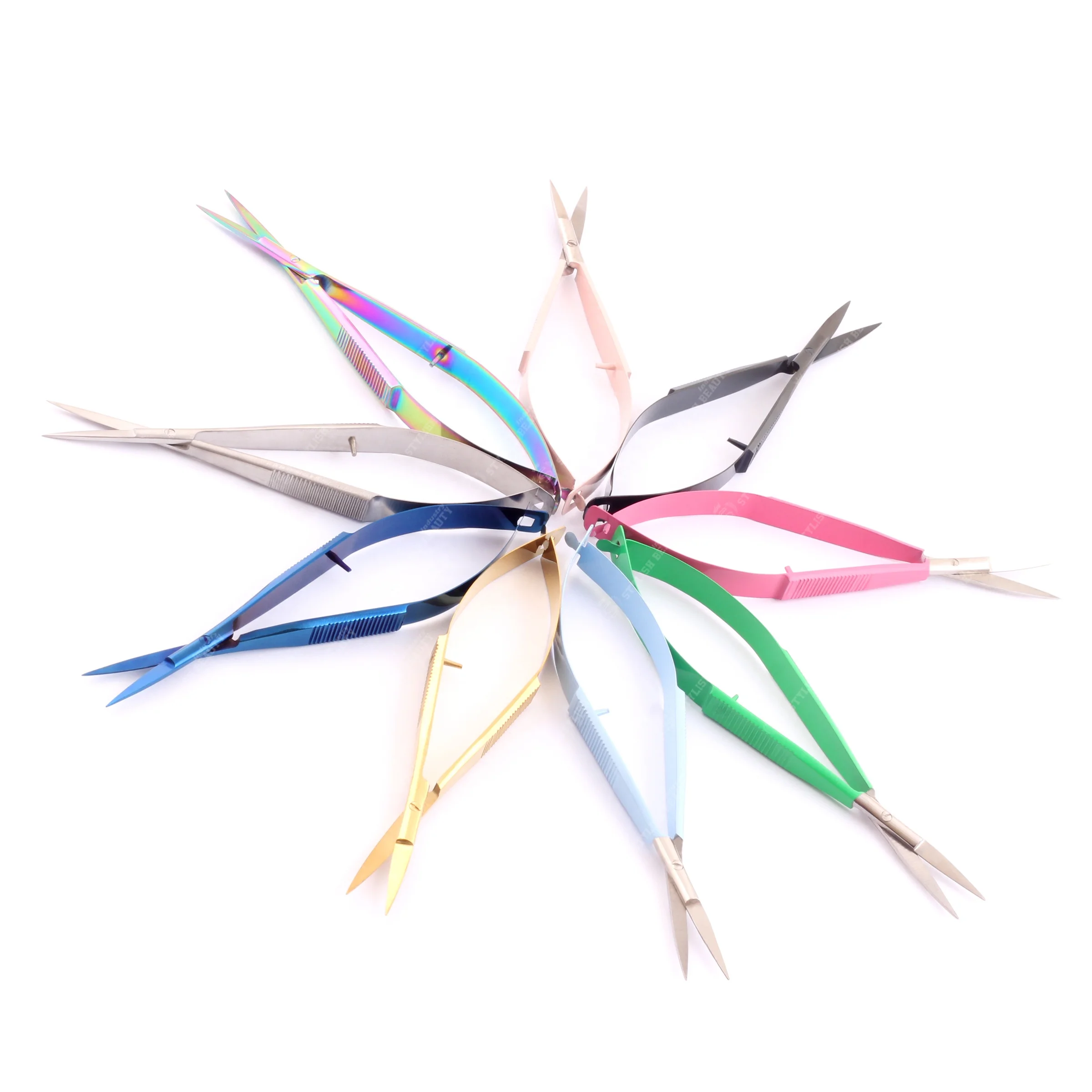 Manicure Tools Professional Cuticle Scissors Eye Brow Squeeze Spring Scissors Cutter Open Eye Micro scissors