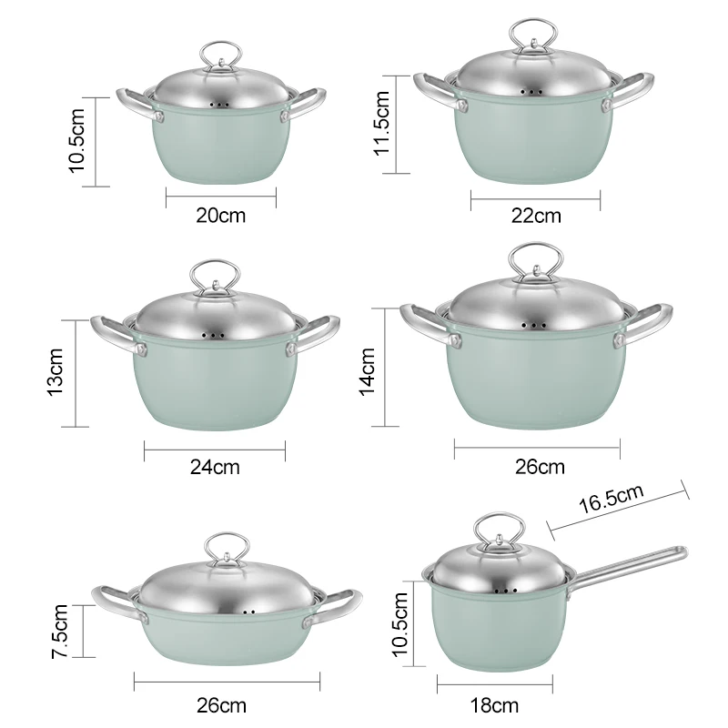 Factory price 12 Pieces Stainless Steel Pot 201 304 Material Covered Induction Bottom Chicken Casserole Sets