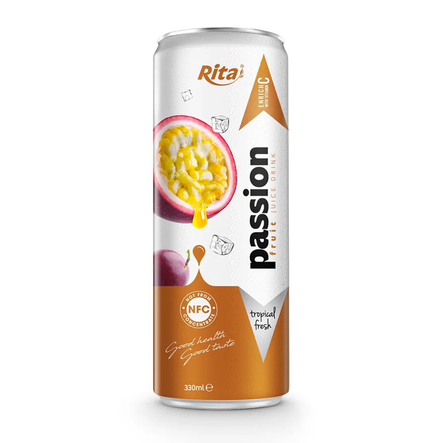 330ml Can Passion Fruit Juice from Vietnam Supplier High Quality Soft Drink Beverage Free Design Label