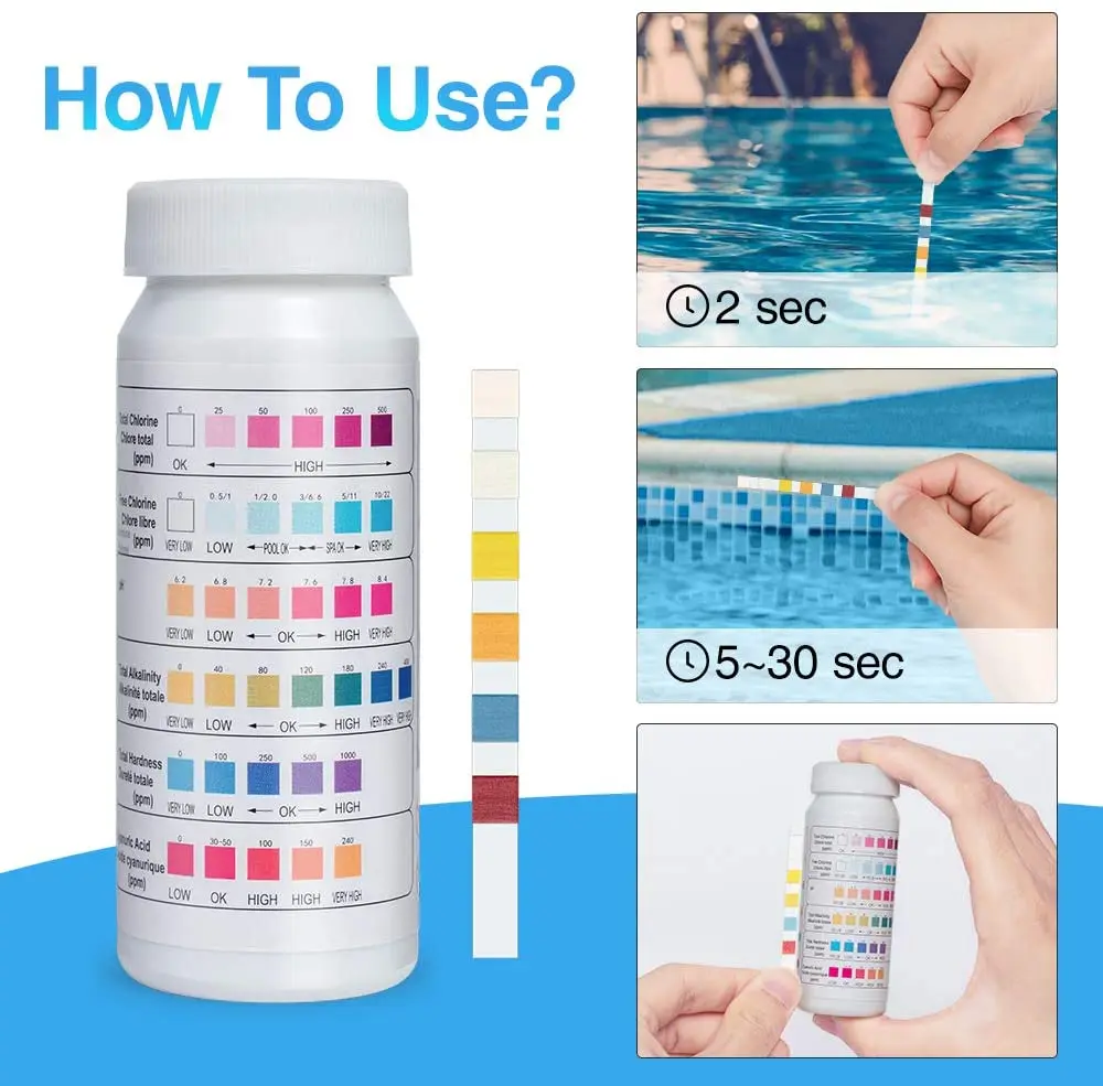 6 Best Pool Test Strips for Keeping Your Pool Crystal-Clean Chlorine/PH/Bromine Measure Paper High Precision Easy Detection