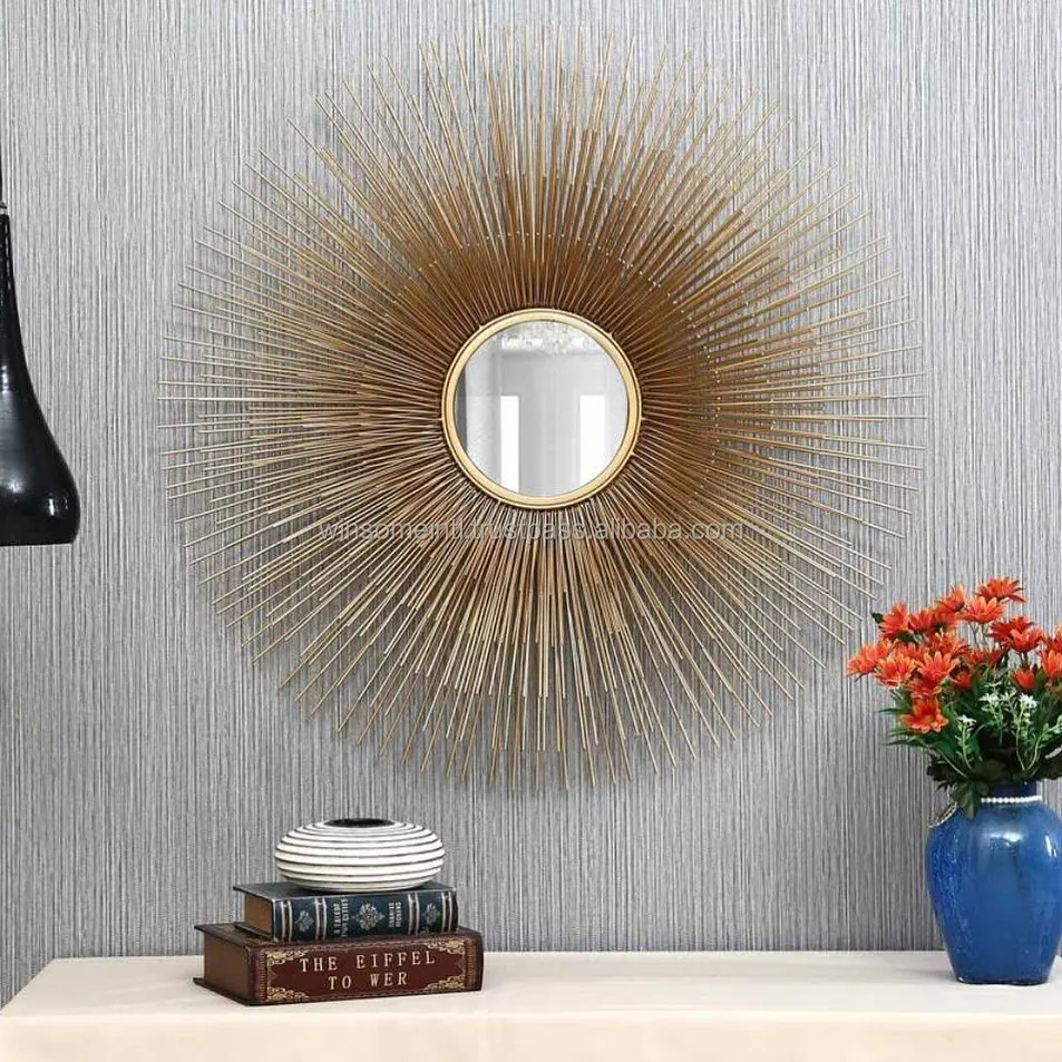 Декоративное настенное зеркало из листового металла и проволоки разных цветов с различным классическим дизайном для украшения дома офиса