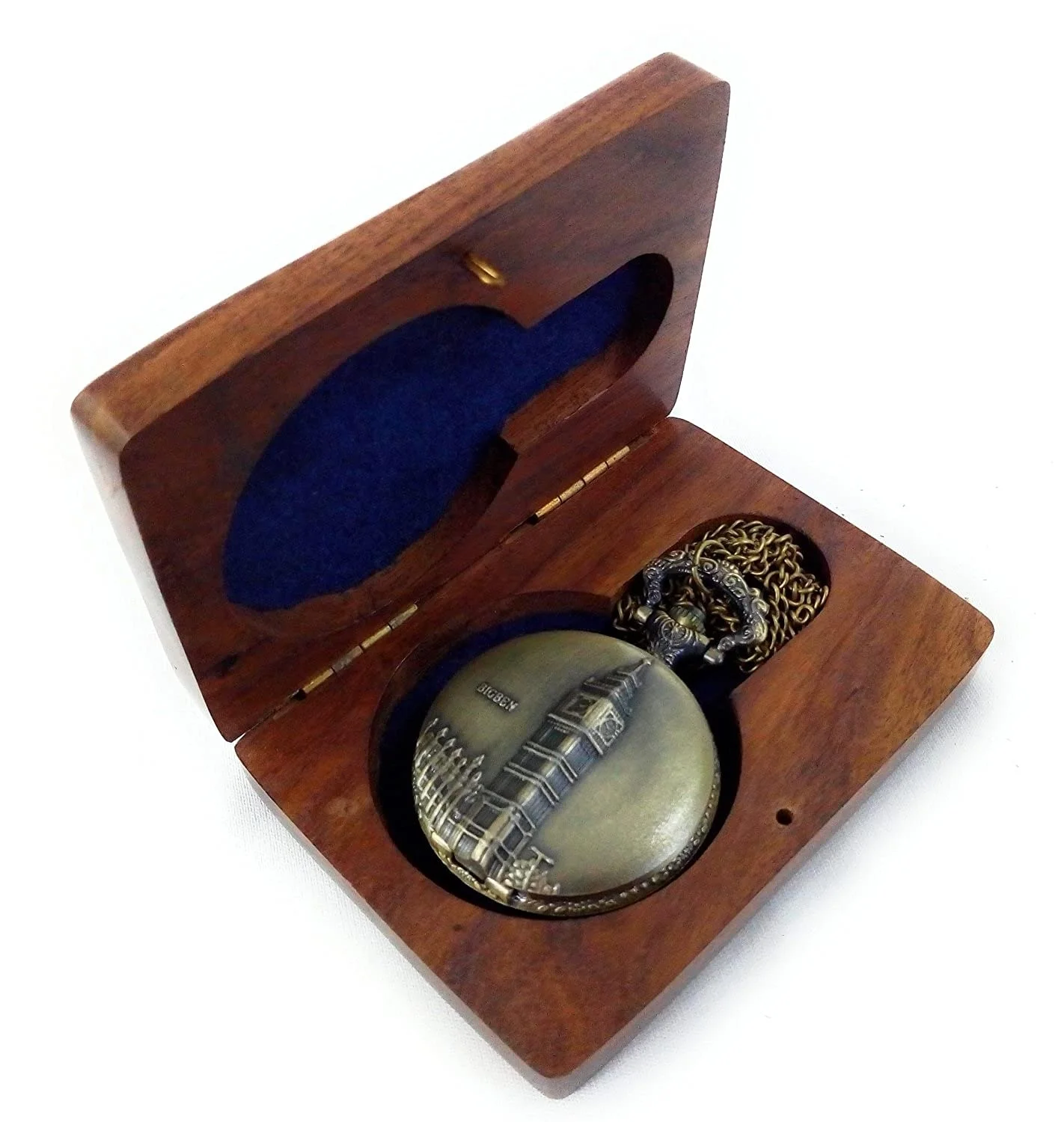 Brass Handmade Nautical Mini Pocket Watch With Antique Finishing And Brown Wooden Box Customized Pocket Watch At Low Price