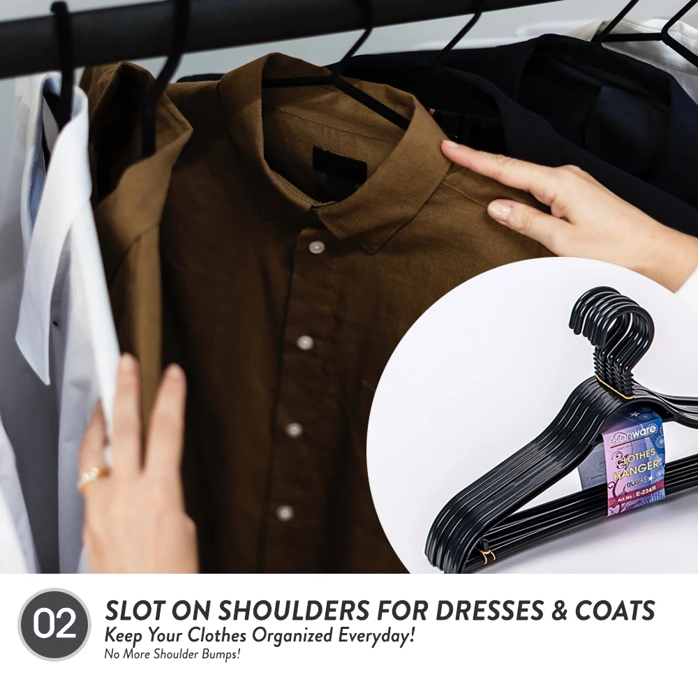 Elianware Customizable Multicolor PET Plastic Clothing Hanger Set Wire Fabric Injection Technique T-Shirts Scarf Organizing