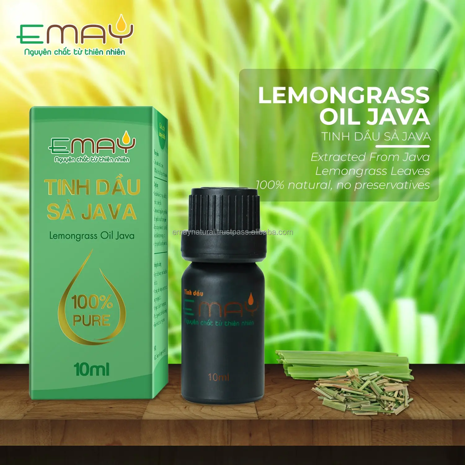 Natural Steam Essential Oil Extracted From Java Lemongrass Leaves 10/50/100 ml Emay Bottled Aromatherapy Oil Accept OEM Order