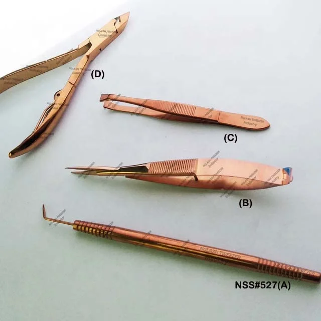 New High Quality Rose Gold Color Lash Lift Tools Stainless Steel Eyebrow Tweezers Custom Logo Nipper Spring Scissors  NQLASH
